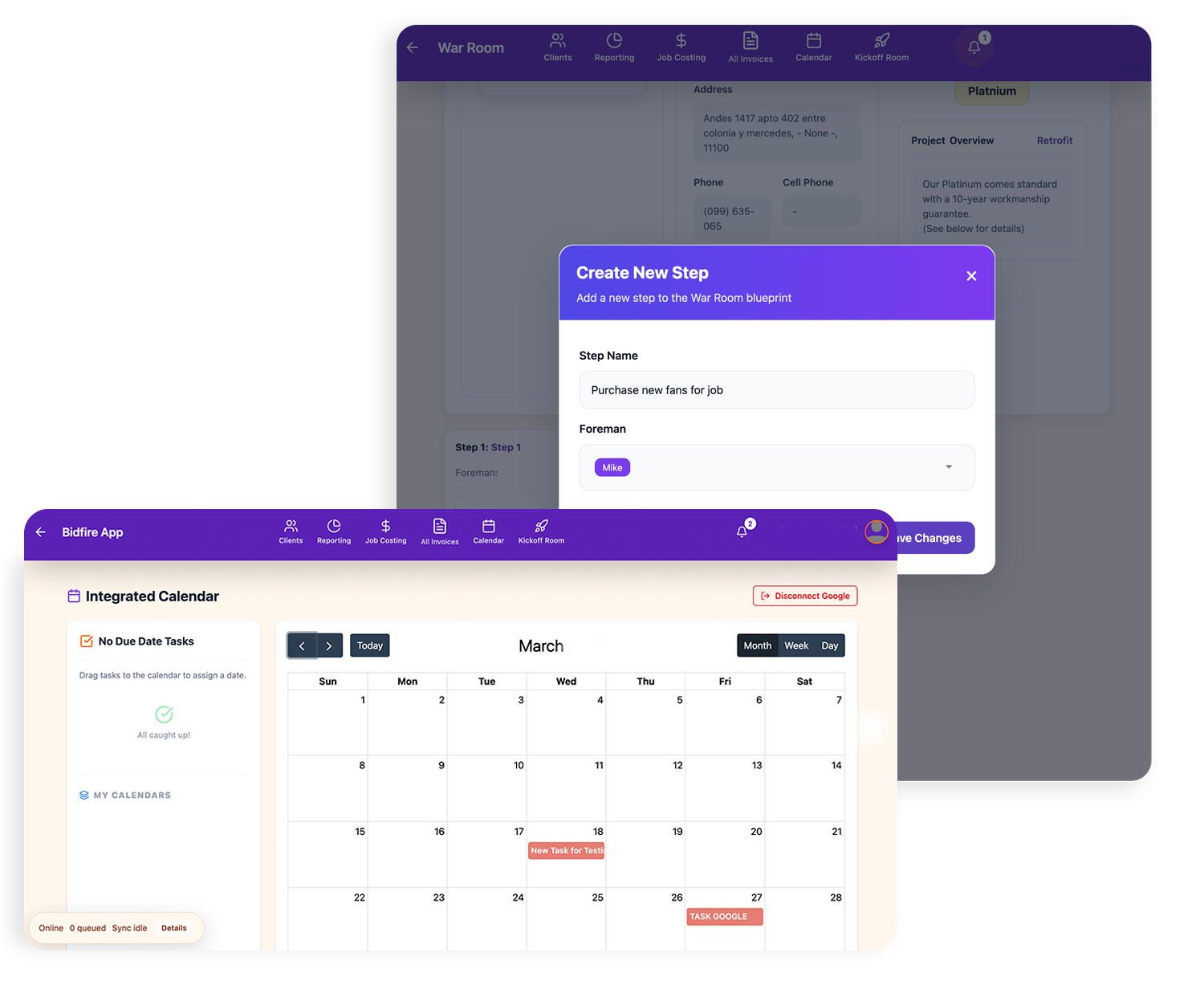 Bid Fire SaaS tool for contractors tracking system Integrations