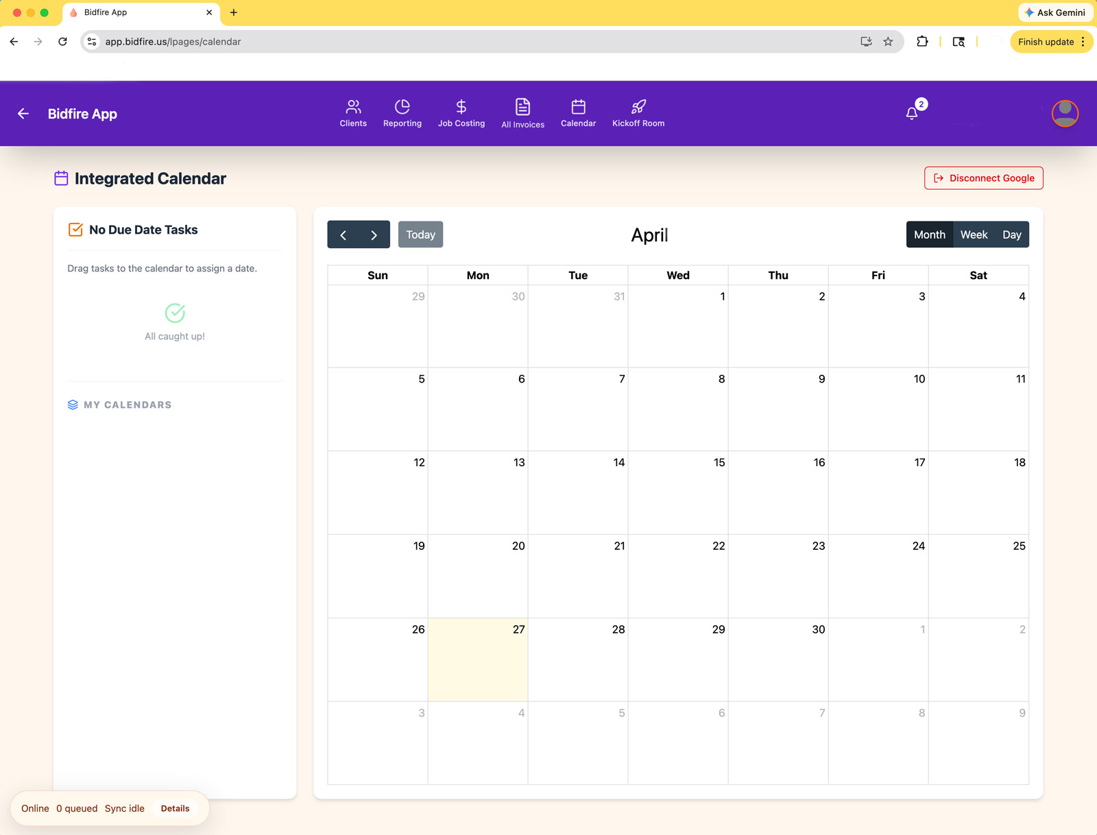 Bid Fire integrates with Google calendar Integrations